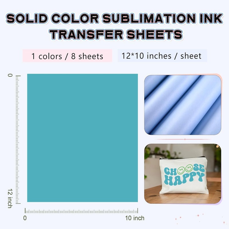 HTVSTD Blue Sublimation Ink Transfer Sheets 8 Sheets 12'' x 10''Solid Color Sublimation Paper Transfer Sheets for Mugs Tumblers DIY Transfer Paper - Image 3